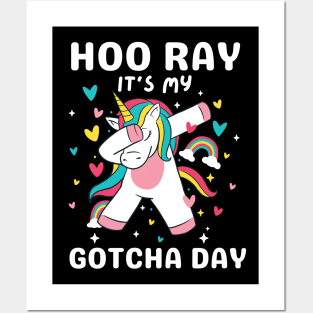 Hooray It's My Gotcha Day Unicorn Girls Boys Kids Toddlers Posters and Art